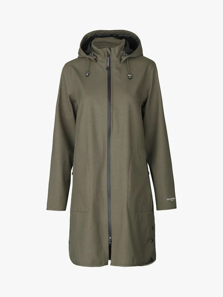 Ilse Jacobsen Soft Shell Raincoat With Detachable Hood - Army 3 Ilse Jacobsen Soft Shell Raincoat With Detachable Hood - Army