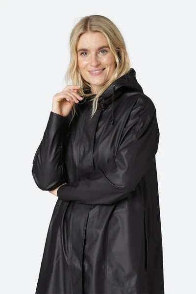 Ilse Jacobsen Light A-line Raincoat - Black 3 Ilse Jacobsen Light A-line Raincoat - Black