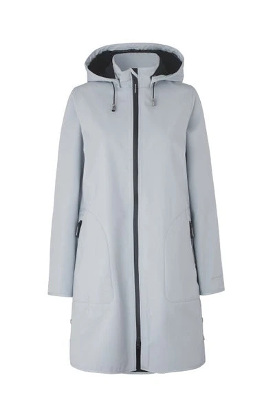 Ilse Jacobsen Soft Shell Raincoat With Detachable Hood - White Blue 3 Ilse Jacobsen Soft Shell Raincoat With Detachable Hood - White Blue